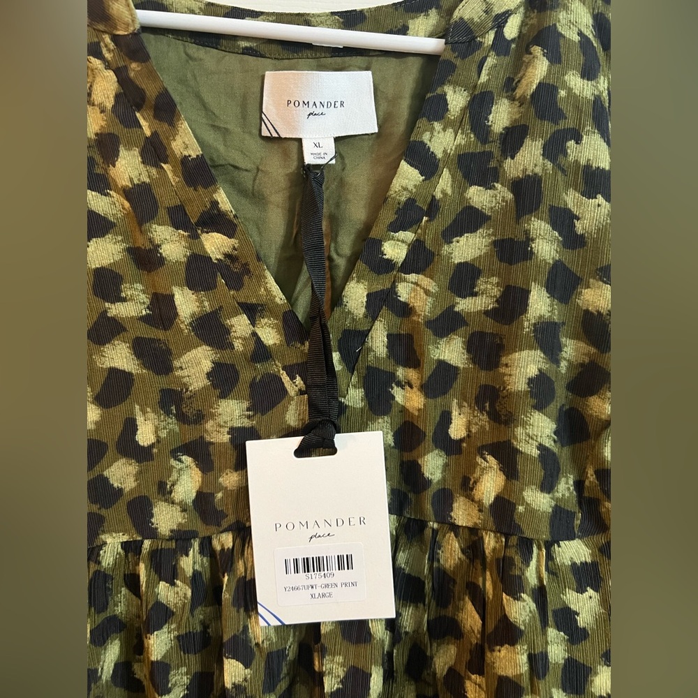 Pomander Place Green Black Kenzo Dress Size XL - Picture 4 of 5